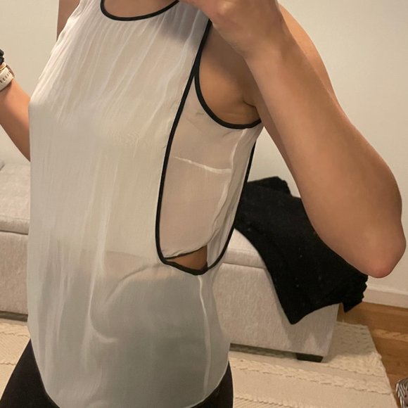 Helmut Lang Sheer Black and White Tank - Picture 2 of 7